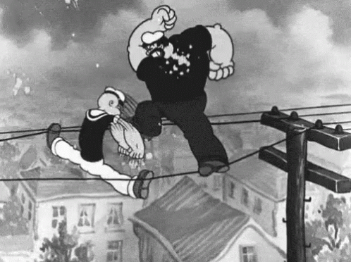 Popeye Fighting a Giant