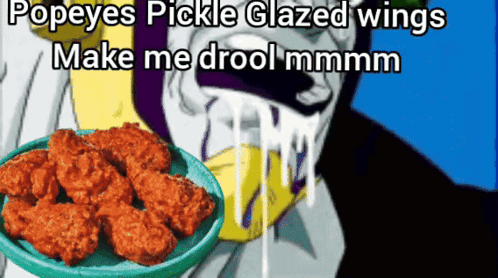 Popeye 'S Pickle Glazed Wings Make Me Drool Mmmmm GIF