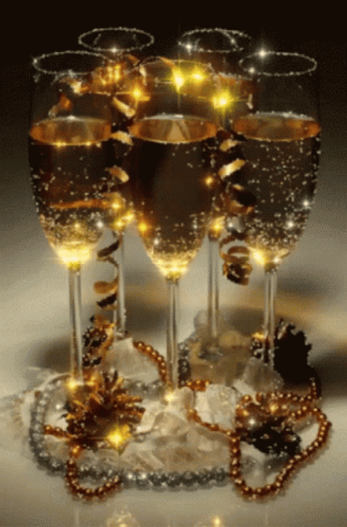 Popping Champagne Sparkling Glasses GIF