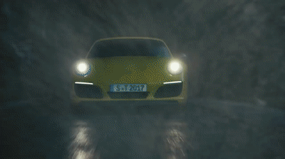 Porsche 911 Carrera T Yellow Running GIF
