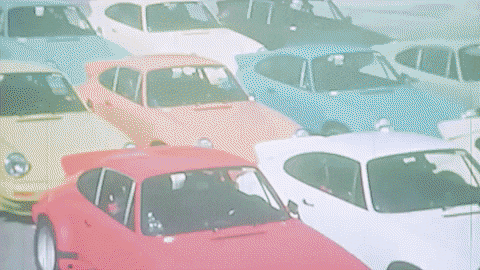 Porsche 911 Classics Of Different Colors GIF