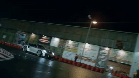 Porsche 911 Silver Moving In Curves GIF