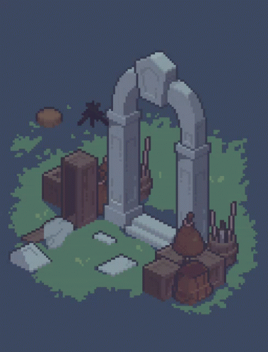 Cartoon Cemetery Portal Flickering GIF