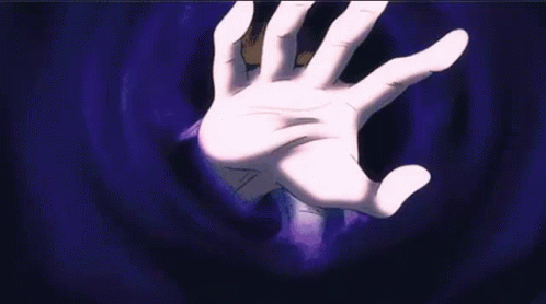Anime Gojo Saturo Peeking From Portal GIF
