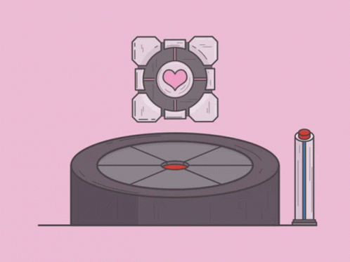 Companion Cube Heart Design Falling Portal 2 GIF