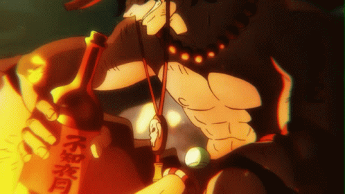 Portgas D Ace Holding Bottle GIF