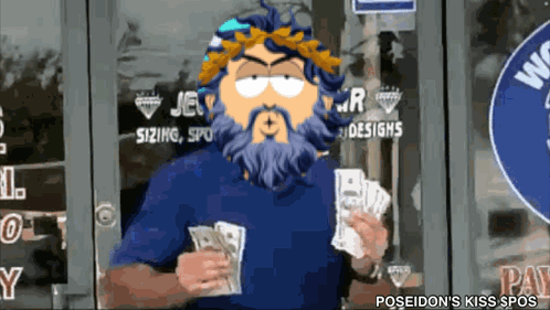 Poseidon's Kiss Holding Lots Of Money GIF