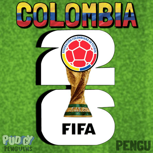 Poster for Colombia with Soccer Ball and Trophy