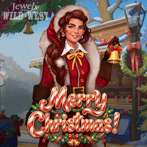 Poster for Jewel of the Wild West With Woman Dressed as Santa Claus