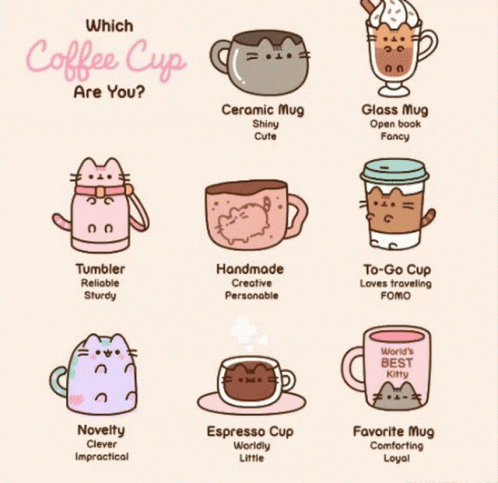 Poster of Different Coffee Cups Including Ceramic Mug