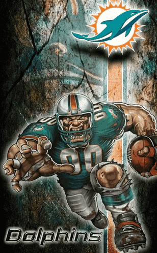 Poster Of Dolphins Football Player Running With Ball GIF