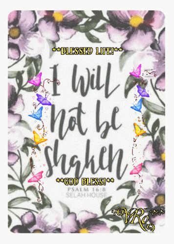 Poster Purple Flowers Butterflies I Will Not Be Shaken GIF