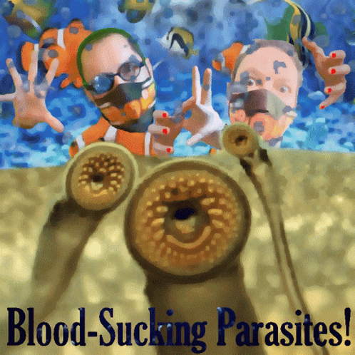 Poster Saying Blood-Sucking Parasites GIF