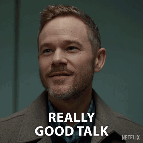 Poster Saying Good Talk With Purple Object