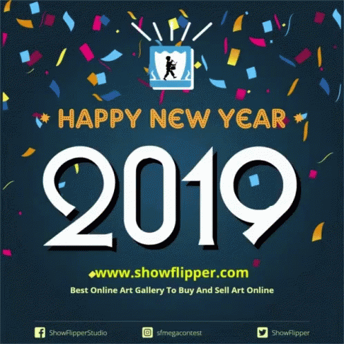 Poster Saying Happy New Year 2019 With Confetti