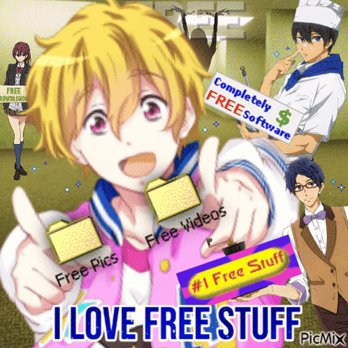 Poster Saying I Love Free Stuff GIF
