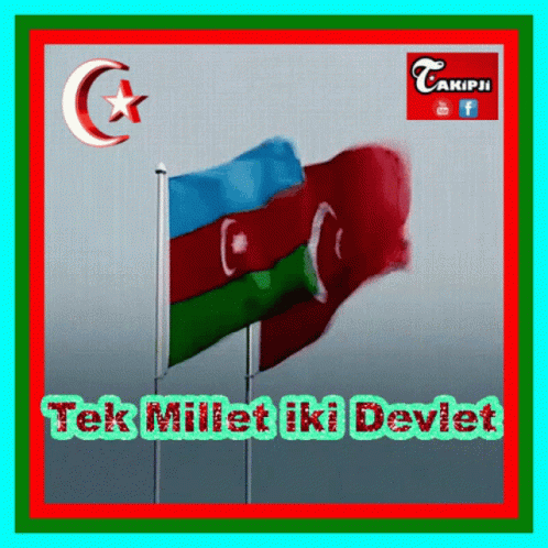 Poster Saying Tek Millet Iki Devlet Three Flags GIF