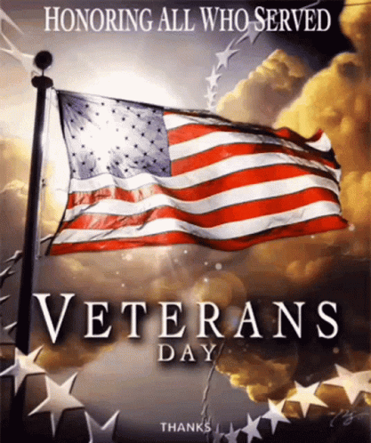 Poster Saying Veterans Day With American Flag