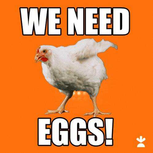 Poster With Chicken Saying We Need Eggs