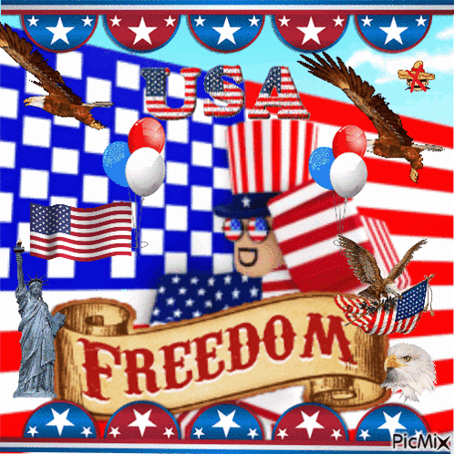 Poster With Freedom Banner GIF