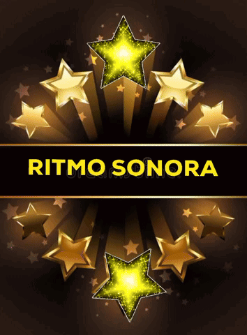 Poster With Gold Stars Saying Ritmo Sonora GIF