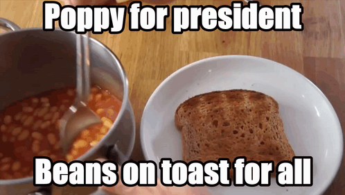 Pot Of Baked Beans Next To Toast GIF