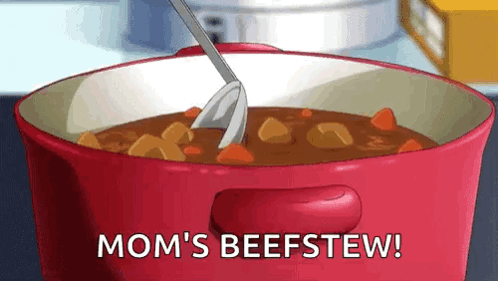 Pot Of Beef Stew With Spoon GIF