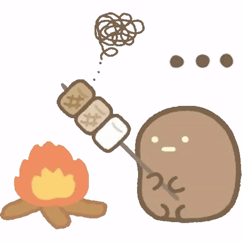 Potato Making Smores On Camping GIF