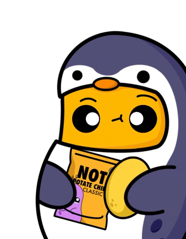 Potato Penguin Eating Chips GIF