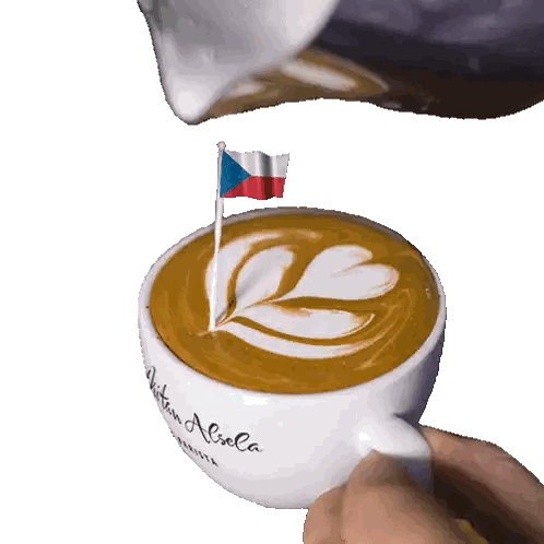 Pouring Coffee With Flag From Pitcher