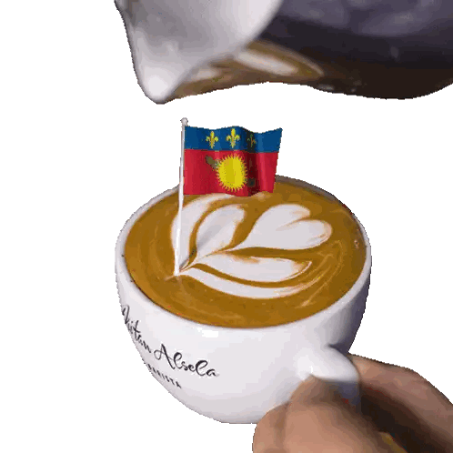 Pouring Milk Into Coffee With Flag