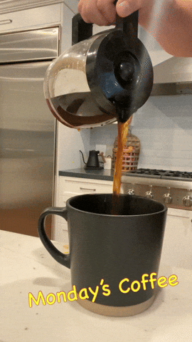 Pouring Monday Coffee Into Black Mug GIF