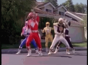 Power Rangers Dancing in Front of a House
