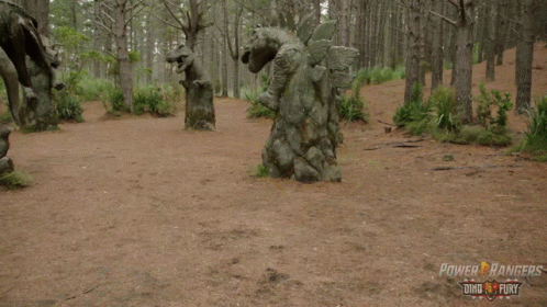 Power Rangers Dino Fury Poster With Dinosaur in Woods