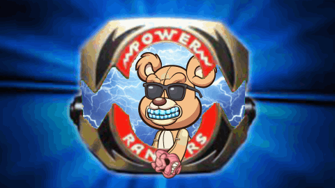 Power Rangers Logo Bear With Sunglasses and Boxing Gloves