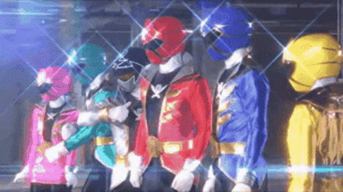 Power Rangers Standing in Dark Room