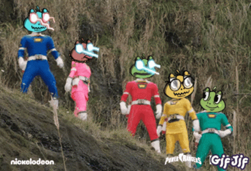 Power Rangers Standing on a Hill