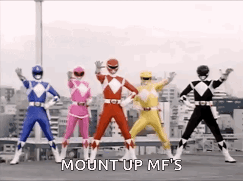 Power Rangers Standing on Rooftop