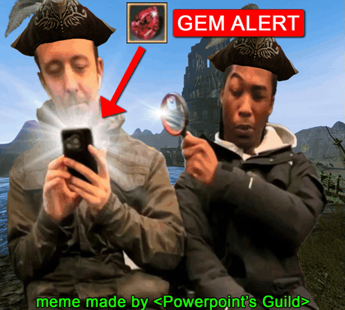 Powerpoint's Guild Two Men Phone Magnifying Glass