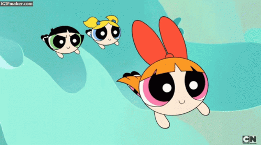 Powerpuff Girls Flying Superheroes GIF