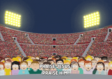 Praise Jesus Happy Crowd South Park GIF