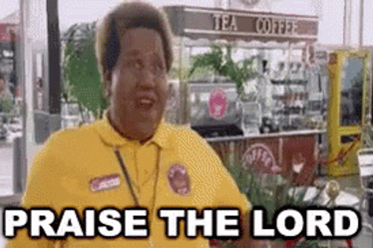 Praise The Lord Chubby Black Man Hands Up GIF