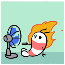 Prawn Cooling With Electric Fan GIF