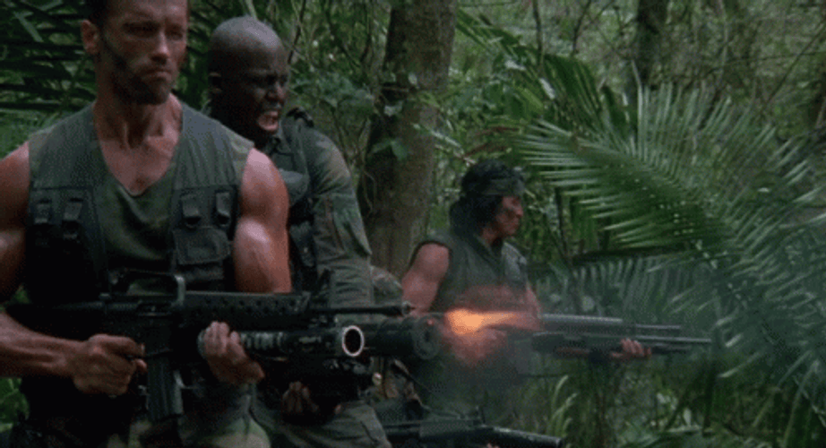Predator Arnold Schwarzenegger Machine Gun GIF
