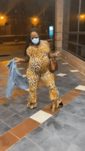 Pregnancy Lady Leopard Outfit Dancing GIF