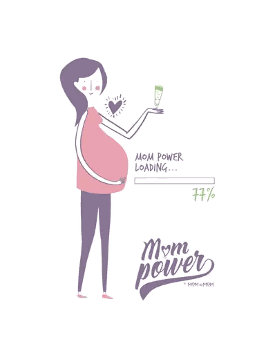Pregnant Woman Holding Lotion and Mom Power Bar