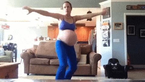 Pregnant Woman Thriller Dance GIF