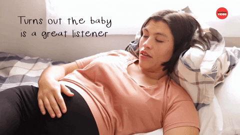 Pregnant Woman Will Figure Belly Out GIF