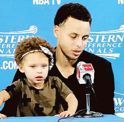 Pres Con Animated Steph Curry With His Daughter GIF