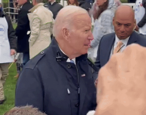 President Joe Biden Scared Of Easter Bunny Mascot GIF